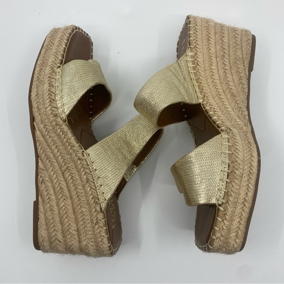 New Franco Sarto gold espadrille platform sandals 7.5 - Picture 7 of 10